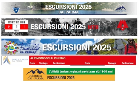 2025 - TUTTE LE ESCURSIONI IN UN COLPO D'OCCHIO